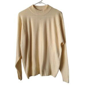 Pitlochry Knitwear Size UK 44 US XL Pure Lambswool Off-White Mock Neck Sweater